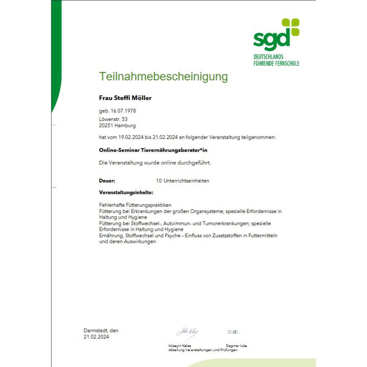 Onlineseminar Tierernährungsberater